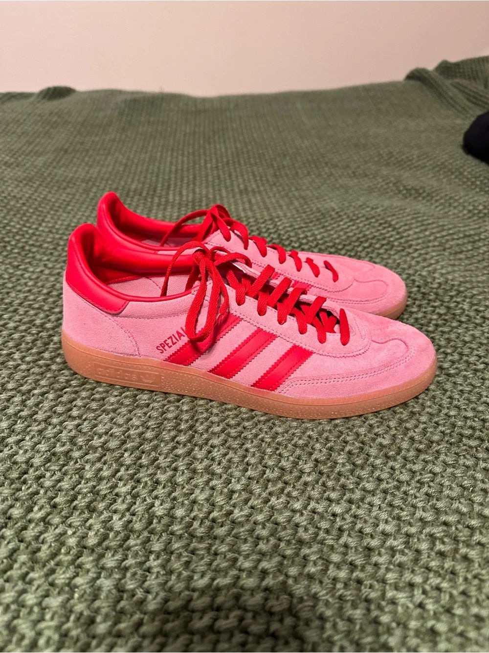 adidas Pink and Red Spezial Low-Top Sneakers